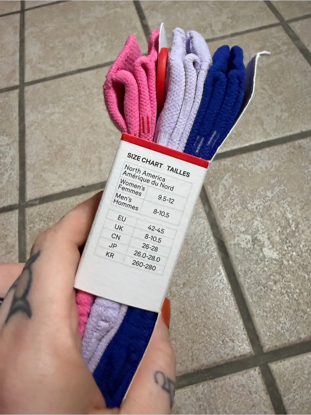 NWT Lululemon Power Stride Tab Socks *Crew (Raspberry/Sheer Violet/Riverside) L